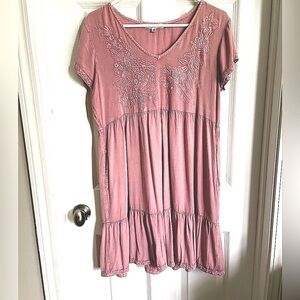 SALE!! Solitaire Soft Blush Pink Embroidered Dress